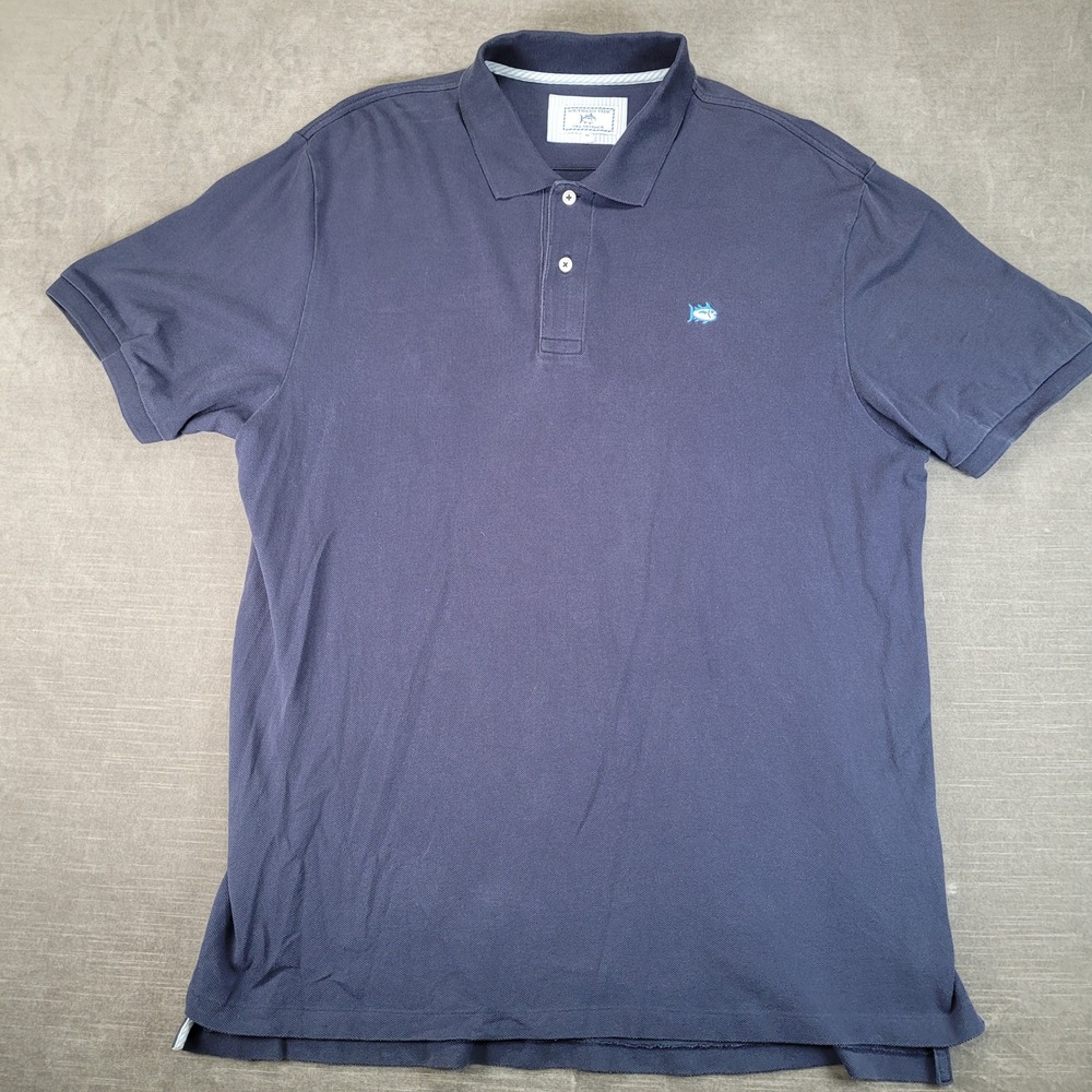 Southern Tide Polo Shirt Mens XL Blue The Skipjack Cotton Stretch Short Sleeve